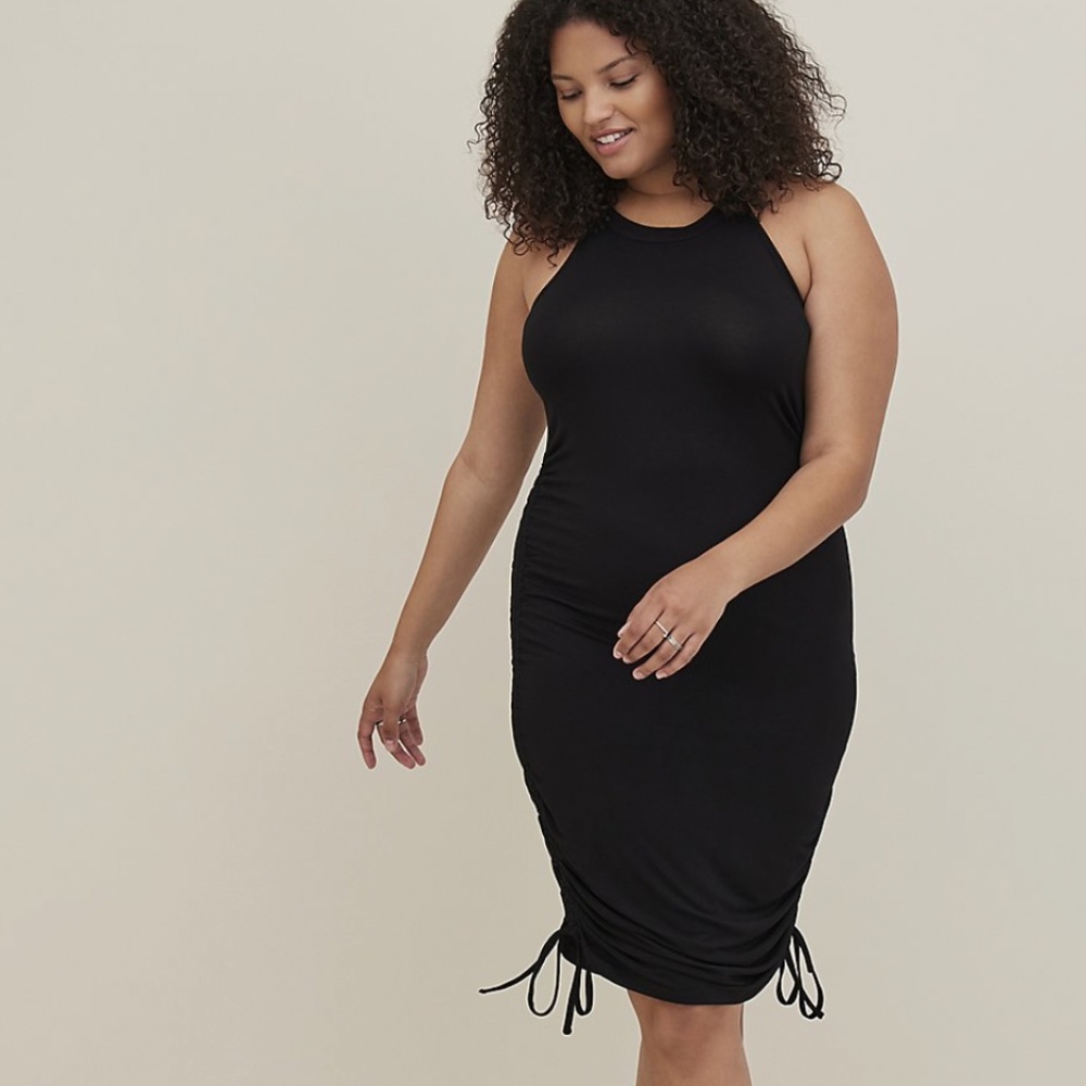 NWT Torrid Ruched High Neck Bodycon Dress - Super Soft Black 0X